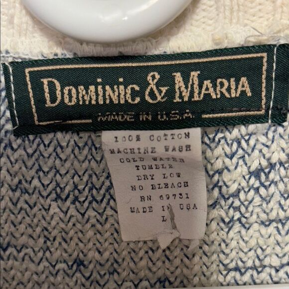 Beautiful vintage Blue and Cream Crew Neck Sweater with Artistic Pattern - Picture 7 of 7